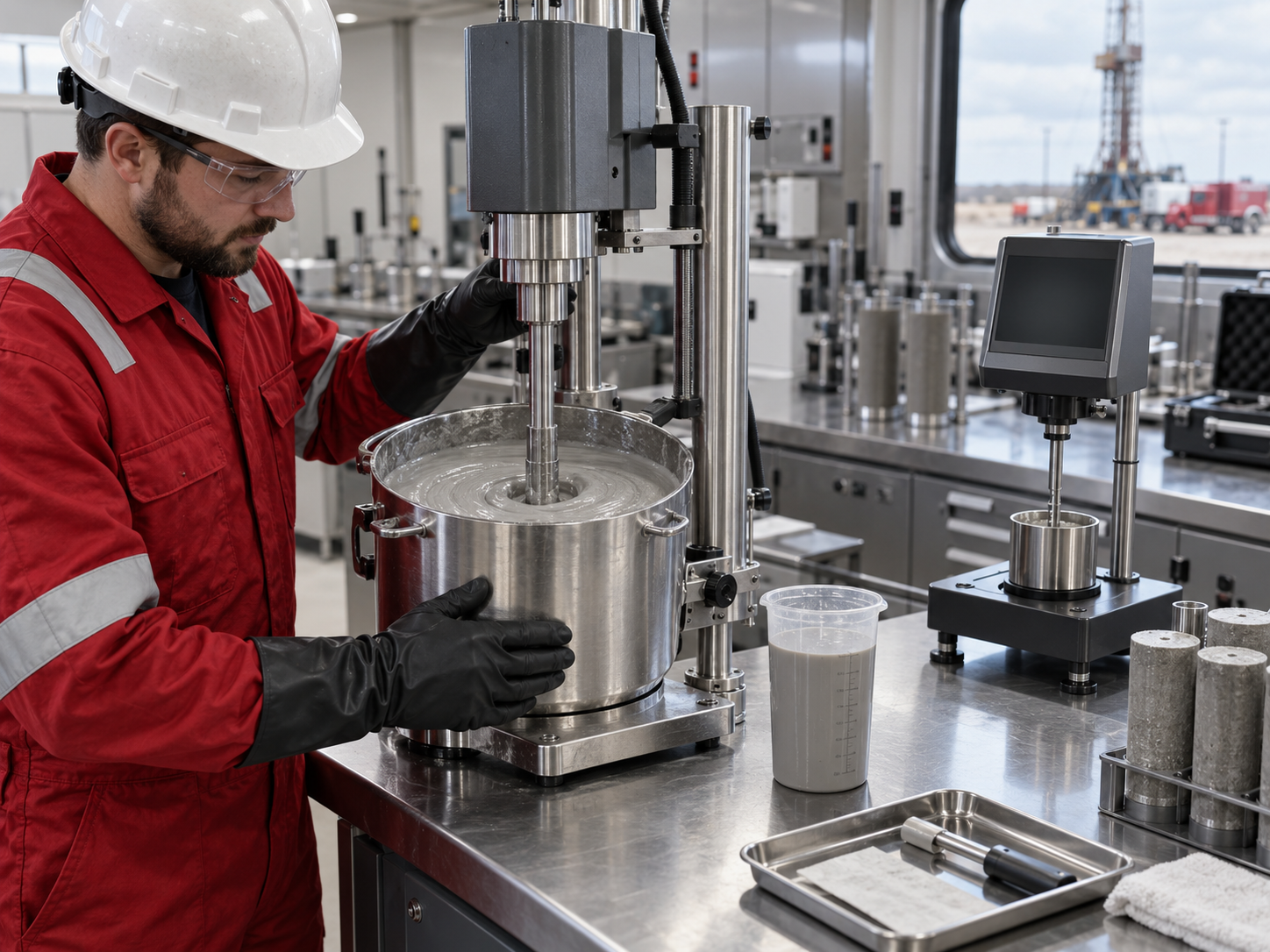 Oilwell cement spacer slurry mixing and laboratory rheology evaluation